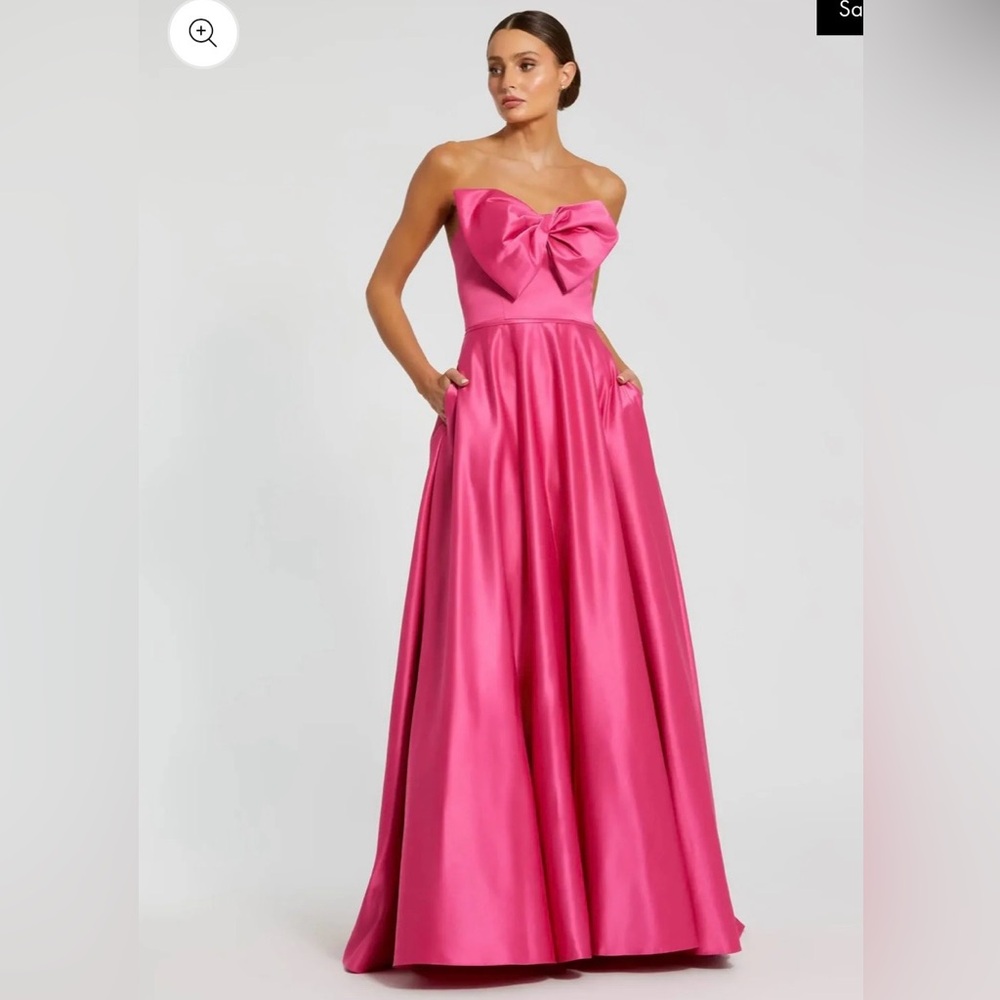 Mac Duggal Fuchsia Strapless Gown with Bow